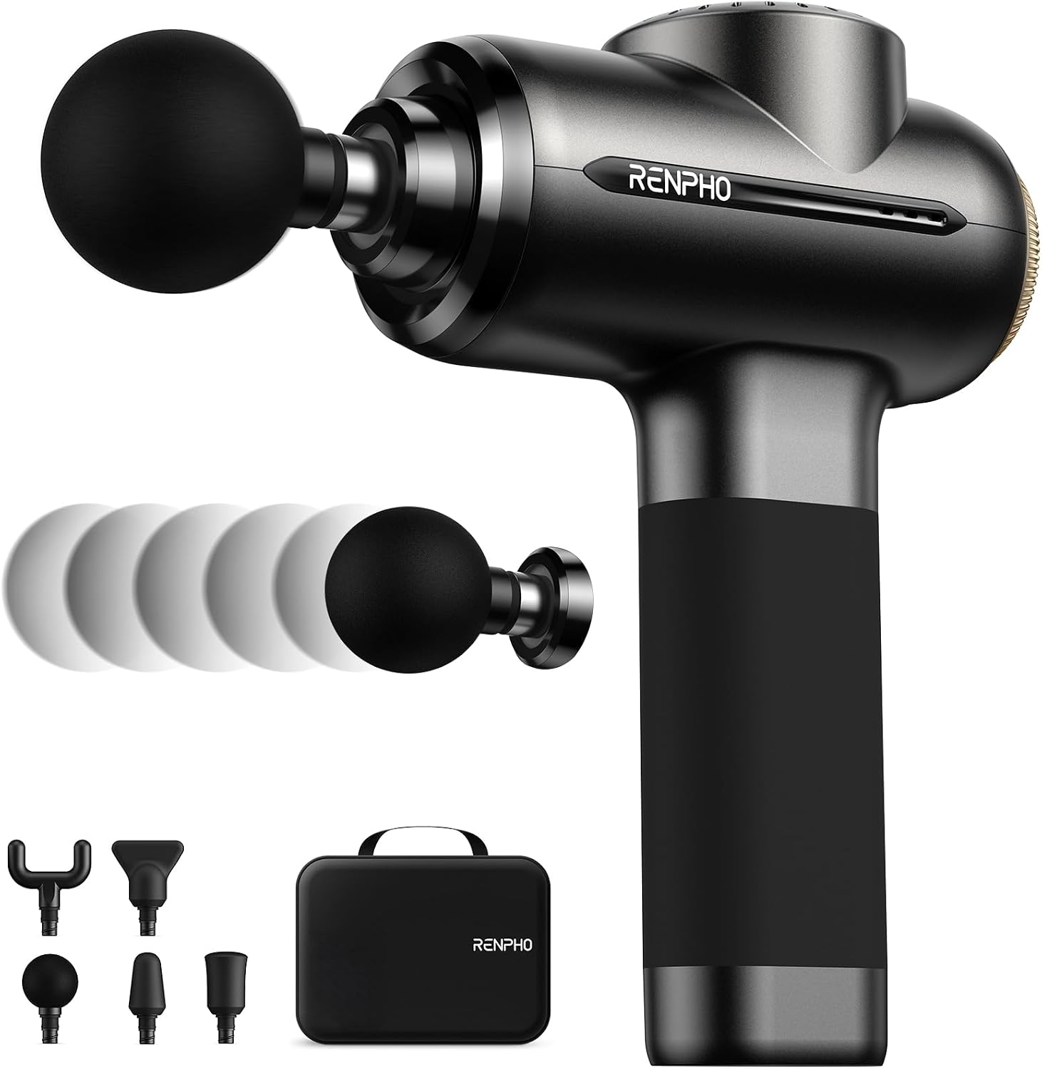 RENPHO Active Thermacool 2 Red Massage Gun with Infrared Heating, Cool Head | VA Display, Deep Tissue Massage for Athletes, Percussion Massager with Heat & Cool for Muscle Relief, 3 Light Modes, 5 Speeds