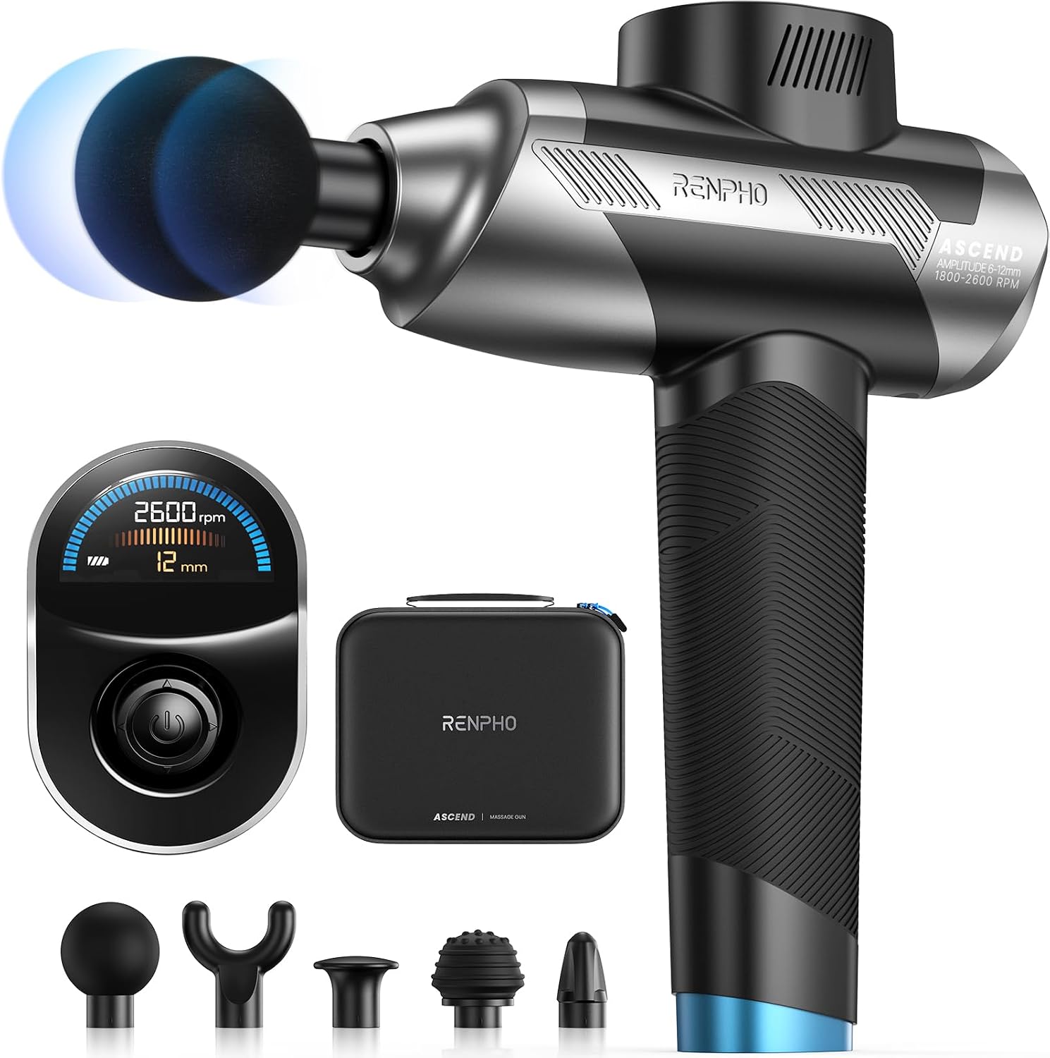RENPHO Active Thermacool 2 Red Massage Gun with Infrared Heating, Cool Head | VA Display, Deep Tissue Massage for Athletes, Percussion Massager with Heat & Cool for Muscle Relief, 3 Light Modes, 5 Speeds
