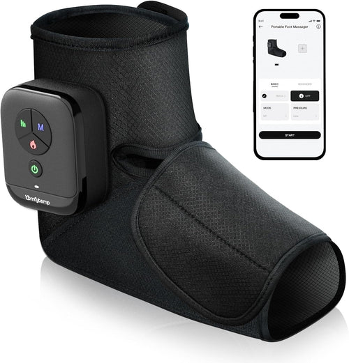 Comfytemp Portable Air Compression Foot Massager with Heat, FSA Eligible HSA, Cordless Foot and Ankle Compression Boots for Circulation, Recovery for Swelling, Plantar Fasciitis (Fit Size 6 to 10)